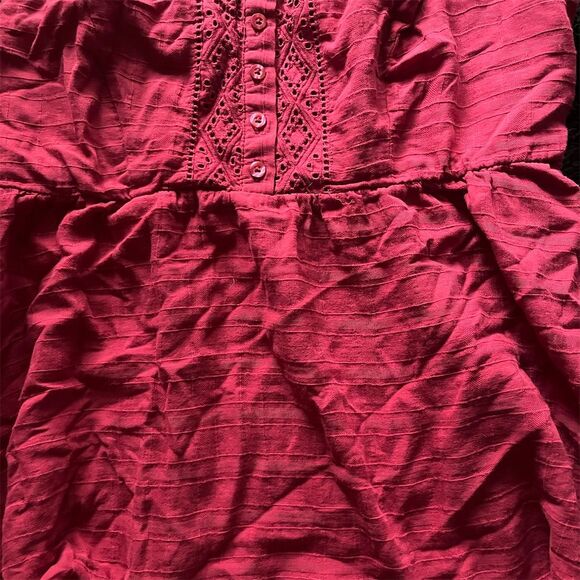 Torrid 1  Red Babydoll Cotton Window Pane‎ Pullover Front Tank 1x 14-16 - Picture 4 of 9